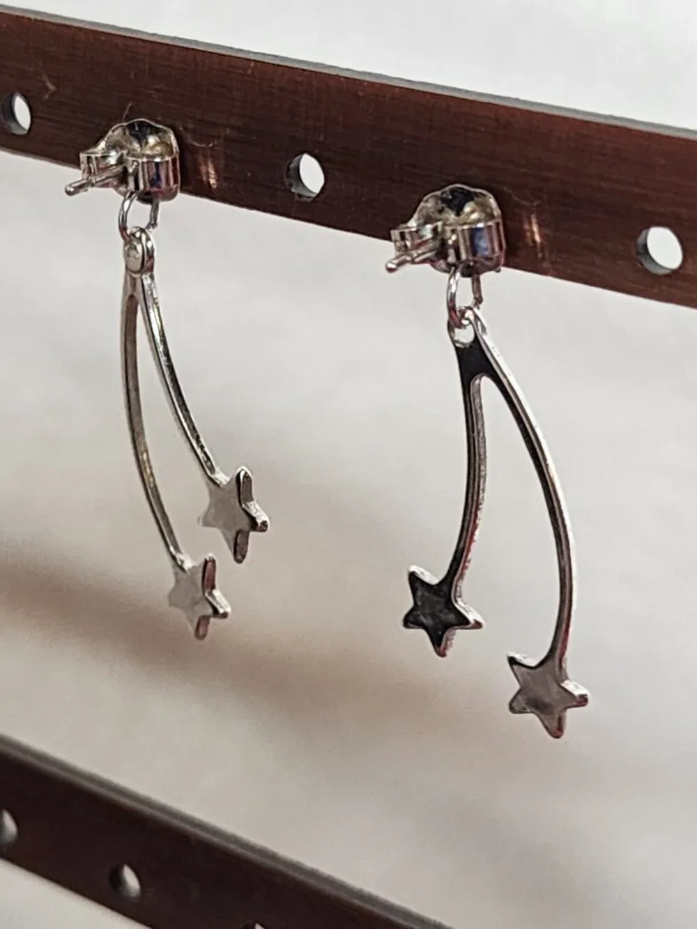 Avon Vintage Silver Tone Double Shooting Star Dangle with Star Stud Earrings
